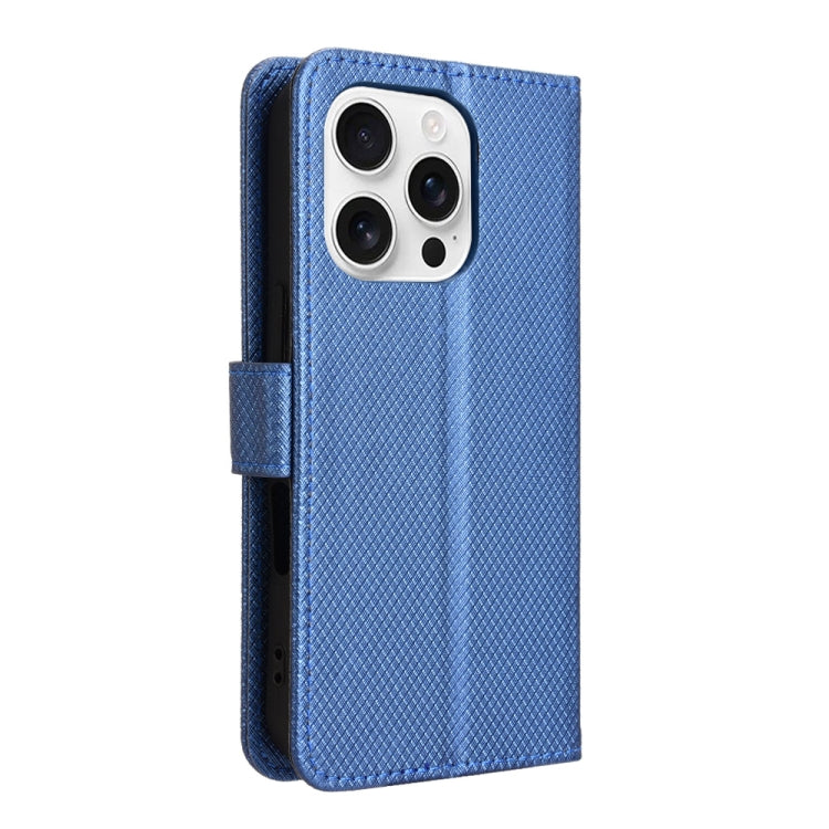 For iPhone 16 Pro Diamond Texture Leather Phone Case(Blue) - iPhone 16 Pro Cases by buy2fix | Online Shopping UK | buy2fix