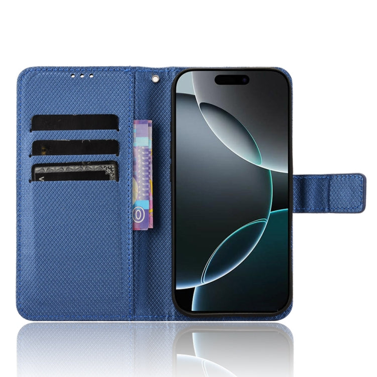 For iPhone 16 Pro Diamond Texture Leather Phone Case(Blue) - iPhone 16 Pro Cases by buy2fix | Online Shopping UK | buy2fix