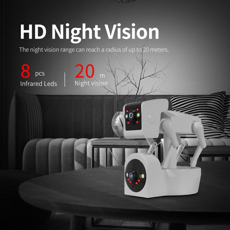 ESCAM PT212 4MP Dual Lens Robot Dog WiFi Camera Supports Cloud Storage/Two-way Audio/Night Vision, Specification:UK Plug - Wireless Camera by ESCAM | Online Shopping UK | buy2fix