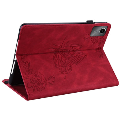 For Lenovo Tab M11/Xiaoxin Pad 11 2024 Butterfly Flower Embossed Leather Tablet Case(Red) - Lenovo by buy2fix | Online Shopping UK | buy2fix