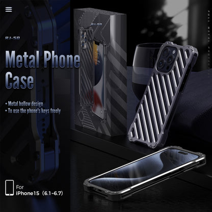 For iPhone 16 Plus R-JUST RJ-50 Hollow Breathable Armor Metal Phone Case(Space Grey) - iPhone 16 Plus Cases by R-JUST | Online Shopping UK | buy2fix