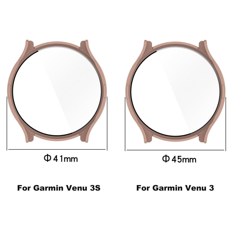 For Garmin Venu 3 PC + Tempered Glass Film Integrated Watch Case(Black) - Watch Cases by buy2fix | Online Shopping UK | buy2fix