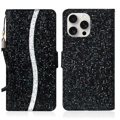 For iPhone 16 Pro Glitter Powder Filp Leather Phone Case(Black) - iPhone 16 Pro Cases by buy2fix | Online Shopping UK | buy2fix