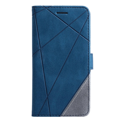 For iPhone 16 Skin Feel Splicing Leather Phone Case(Blue) - iPhone 16 Cases by buy2fix | Online Shopping UK | buy2fix