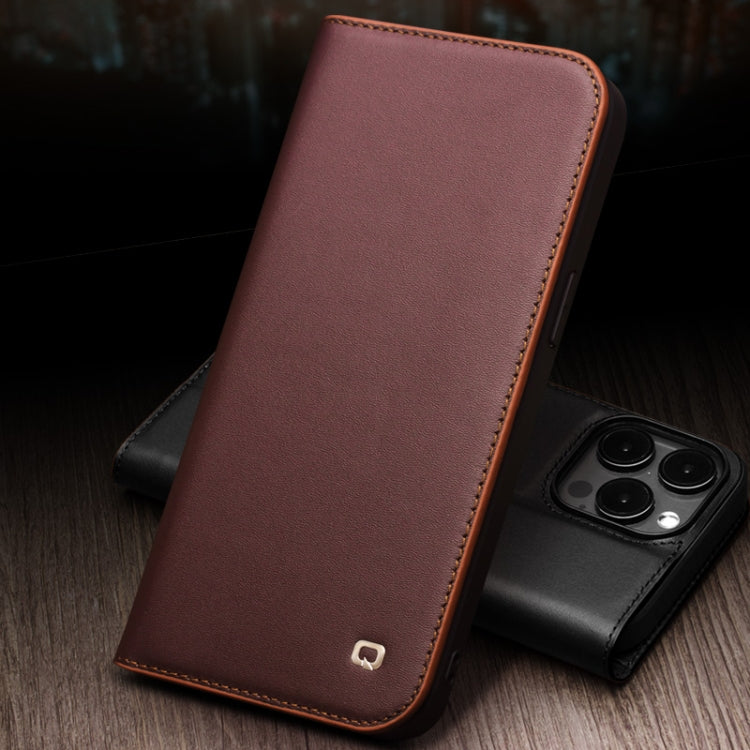 For iPhone 15 Pro QIALINO Classic Gen2 Genuine Leather Phone Case(Brown) - iPhone 15 Pro Cases by QIALINO | Online Shopping UK | buy2fix