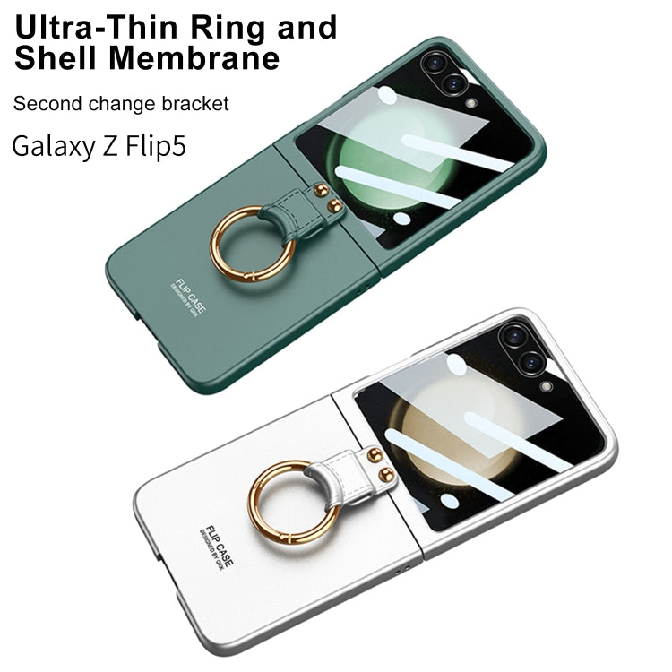 For Samsung Galaxy Z Flip5 GKK Integrated Ultra-thin PC Ring Holder Phone Case(White) - Galaxy Z Flip5 Cases by GKK | Online Shopping UK | buy2fix