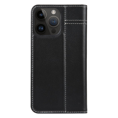 For iPhone 15 Pro Max GEBEI Top-grain Horizontal Flip Leather Phone Case(Black) - iPhone 15 Pro Max Cases by GEBEI | Online Shopping UK | buy2fix