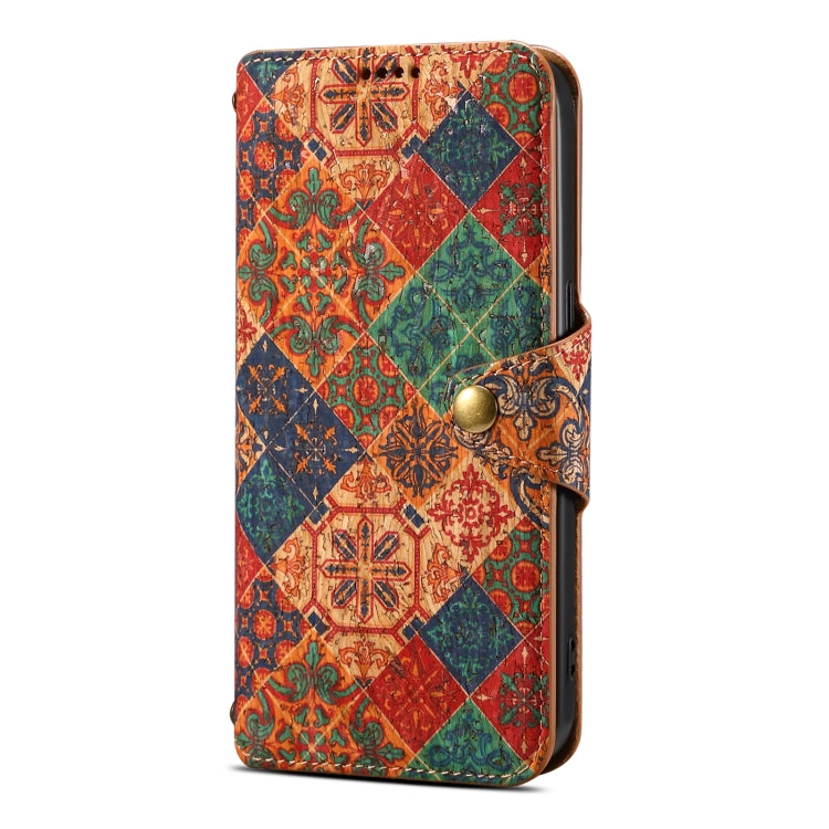 For iPhone 16 Denior Flower Language Series Cork Fabric Oil Edge Leather Phone Case(Winter) - iPhone 16 Cases by Denior | Online Shopping UK | buy2fix