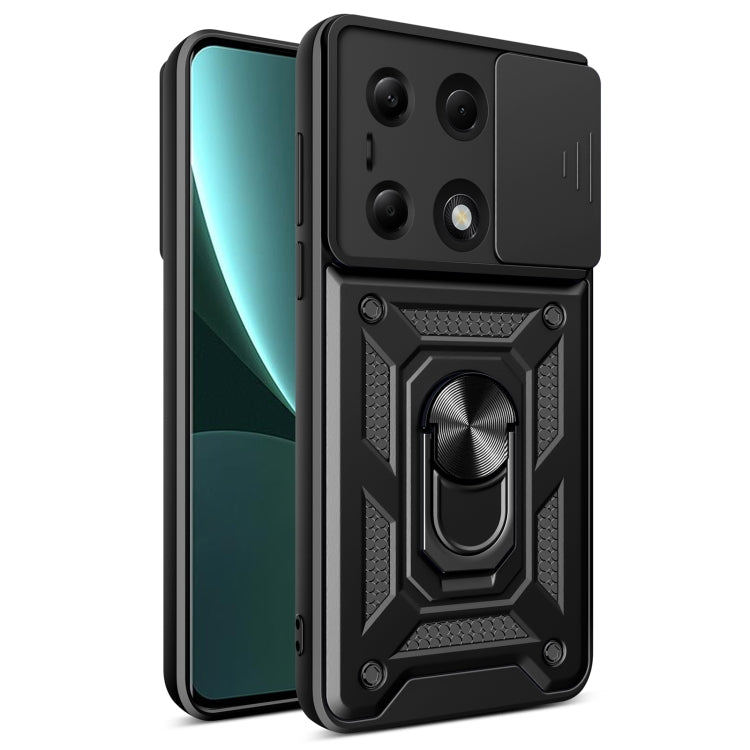 For Xiaomi Redmi Note 13 Pro 4G Global Sliding Camera Cover Design TPU Hybrid PC Phone Case(Black) - Note 13 Pro Cases by buy2fix | Online Shopping UK | buy2fix
