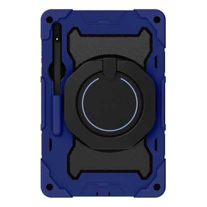 For Samsung Galaxy Tab S9 Ultra Armor Portable Rotating Ring Holder Silicone Tablet Case(Navy Blue) - Galaxy Tab S9 Ultra Cases by buy2fix | Online Shopping UK | buy2fix