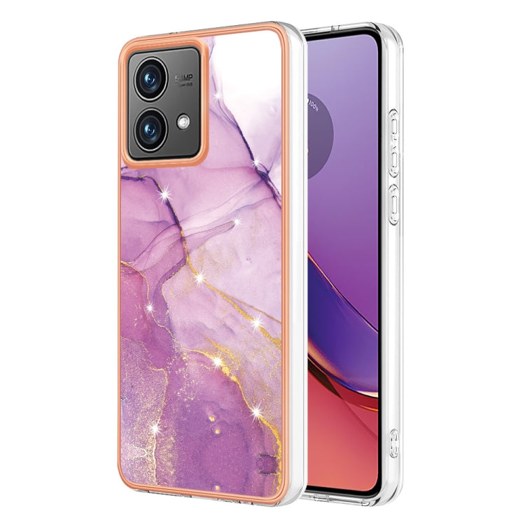 For Motorola Moto G84 Electroplating Marble Dual-side IMD Phone Case(Purple 001) - Motorola Cases by buy2fix | Online Shopping UK | buy2fix