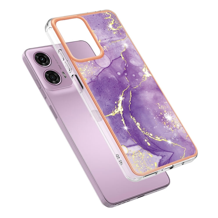 For Motorola Moto G24 4G / G04 4G Electroplating Marble Dual-side IMD Phone Case(Purple 002) - Motorola Cases by buy2fix | Online Shopping UK | buy2fix