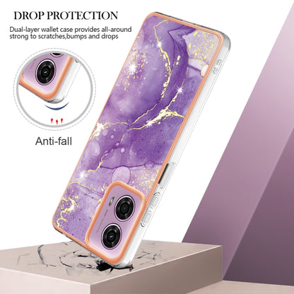 For Motorola Moto G24 4G / G04 4G Electroplating Marble Dual-side IMD Phone Case(Purple 002) - Motorola Cases by buy2fix | Online Shopping UK | buy2fix