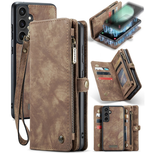 For Samsung Galaxy S23 FE CaseMe 008 Multifunctional Zipper Wallet Leather Phone Case with Lanyard(Brown) - Galaxy S23 FE 5G Cases by CaseMe | Online Shopping UK | buy2fix