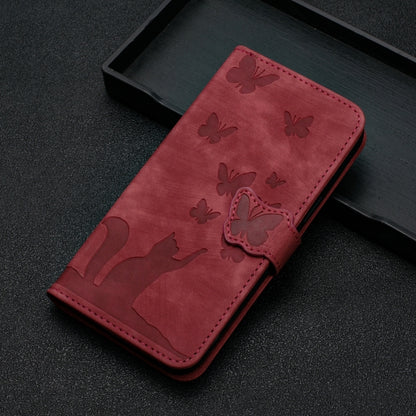 For Samsung Galaxy S24 5G Butterfly Cat Embossing Flip Leather Phone Case(Red) - Galaxy S24 5G Cases by buy2fix | Online Shopping UK | buy2fix