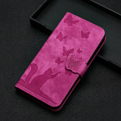 For Samsung Galaxy S24 Ultra 5G Butterfly Cat Embossing Flip Leather Phone Case(Pink) - Galaxy S24 Ultra 5G Cases by buy2fix | Online Shopping UK | buy2fix