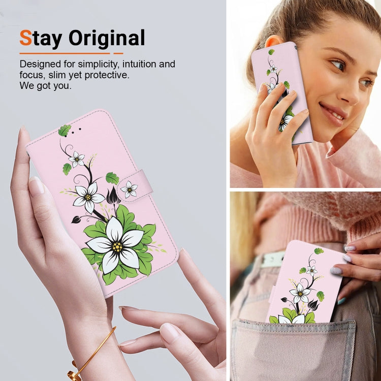 For Motorola Moto G Play 4G 2024 Crystal Texture Colored Drawing Leather Phone Case(Lily) - Motorola Cases by buy2fix | Online Shopping UK | buy2fix