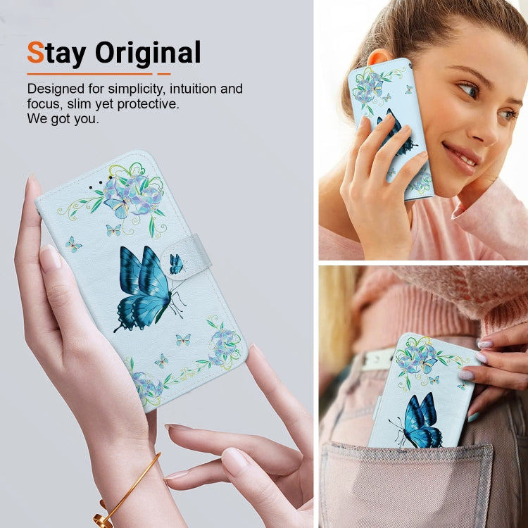 For Xiaomi Redmi Note 13 Pro 4G Crystal Texture Colored Drawing Leather Phone Case(Blue Pansies) - Note 13 Pro Cases by buy2fix | Online Shopping UK | buy2fix