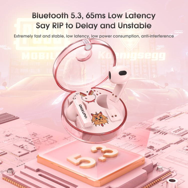 ONIKUMA T301 Transparent Cartoon Wireless Bluetooth Earphone(Pink) - Bluetooth Earphone by ONIKUMA | Online Shopping UK | buy2fix