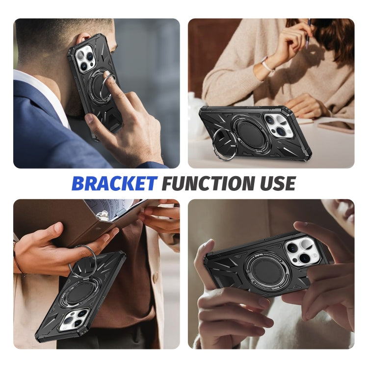 For iPhone 15 Plus MagSafe Magnetic Shockproof Phone Case with Ring Holder(Black) - iPhone 15 Plus Cases by buy2fix | Online Shopping UK | buy2fix