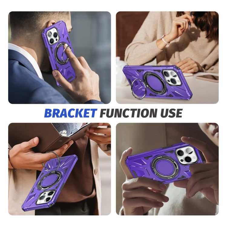 For iPhone 15 MagSafe Magnetic Shockproof Phone Case with Ring Holder(Purple) - iPhone 15 Cases by buy2fix | Online Shopping UK | buy2fix