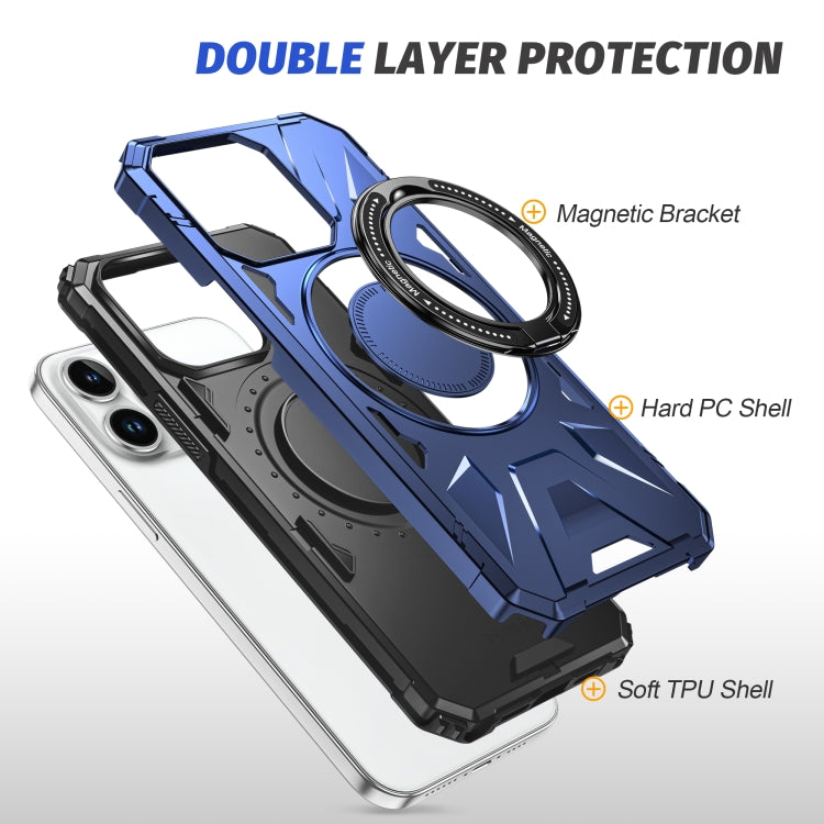 For iPhone 14 Plus MagSafe Magnetic Shockproof Phone Case with Ring Holder(Navy Blue) - iPhone 14 Plus Cases by buy2fix | Online Shopping UK | buy2fix