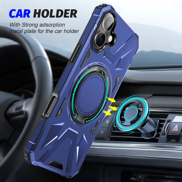 For iPhone 16 Plus MagSafe Magnetic Shockproof Phone Case with Ring Holder(Navy Blue) - iPhone 16 Plus Cases by buy2fix | Online Shopping UK | buy2fix