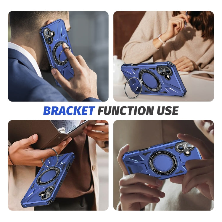 For iPhone 16 Plus MagSafe Magnetic Shockproof Phone Case with Ring Holder(Navy Blue) - iPhone 16 Plus Cases by buy2fix | Online Shopping UK | buy2fix