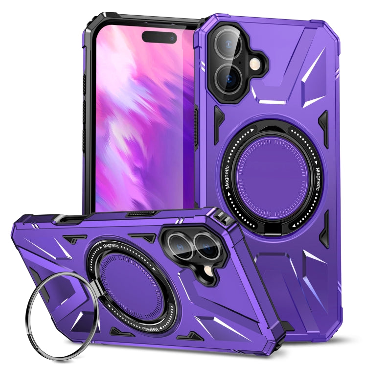 For iPhone 16 Plus MagSafe Magnetic Shockproof Phone Case with Ring Holder(Purple) - iPhone 16 Plus Cases by buy2fix | Online Shopping UK | buy2fix