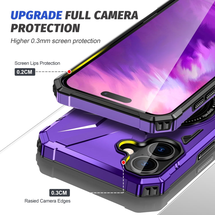 For iPhone 16 Plus MagSafe Magnetic Shockproof Phone Case with Ring Holder(Purple) - iPhone 16 Plus Cases by buy2fix | Online Shopping UK | buy2fix