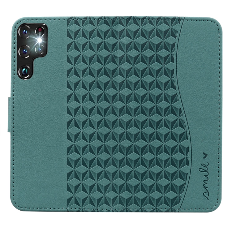 For Samsung Galaxy S23 Ultra 5G Diamond Buckle Leather Phone Case with Lanyard(Green) - Galaxy S23 Ultra 5G Cases by buy2fix | Online Shopping UK | buy2fix