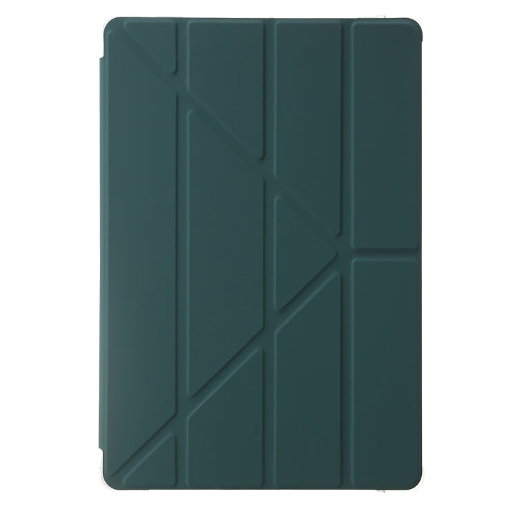 For Samsung Galaxy Tab S9 FE Clear Acrylic Deformation Leather Tablet Case(Deep Green) - Galaxy Tab S9 FE by buy2fix | Online Shopping UK | buy2fix