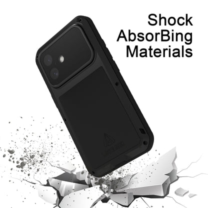 For iPhone 16 LOVE MEI Metal Shockproof Life Waterproof Dustproof Phone Case(Red) - iPhone 16 Cases by LOVE MEI | Online Shopping UK | buy2fix