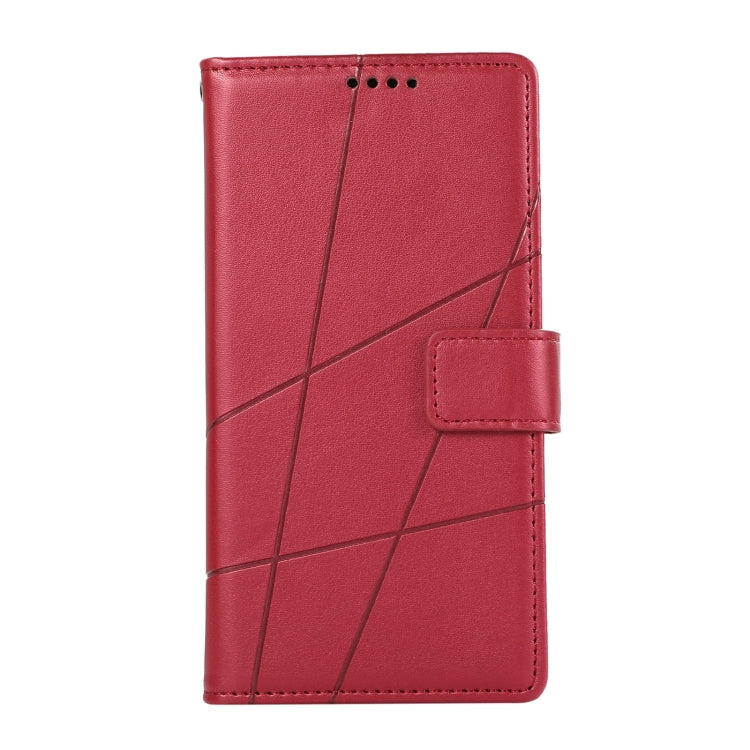 For OnePlus 11 PU Genuine Leather Texture Embossed Line Phone Case(Red) - OnePlus Cases by buy2fix | Online Shopping UK | buy2fix