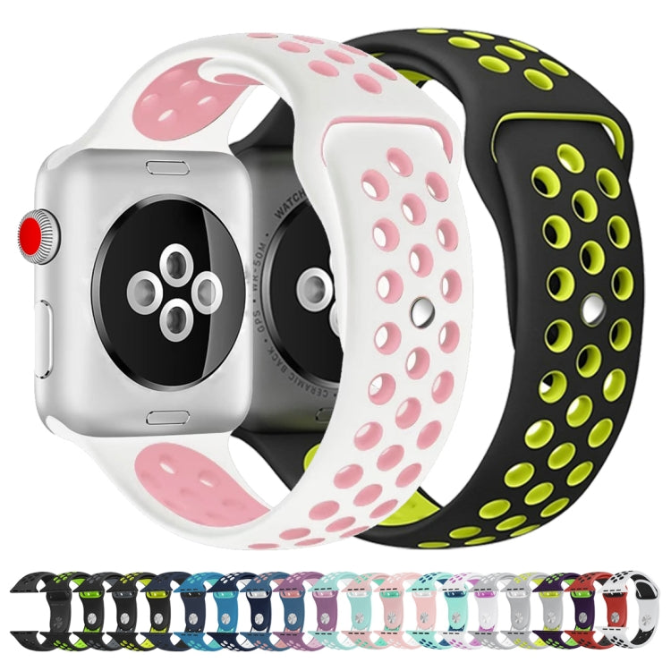 For Apple Watch Ultra 49mm / Series 8&7 45mm / SE 2&6&SE&5&4 44mm / 3&2&1 42mm Sport Silicone Watch Band Standard Edition(White Pink) - Watch Bands by buy2fix | Online Shopping UK | buy2fix