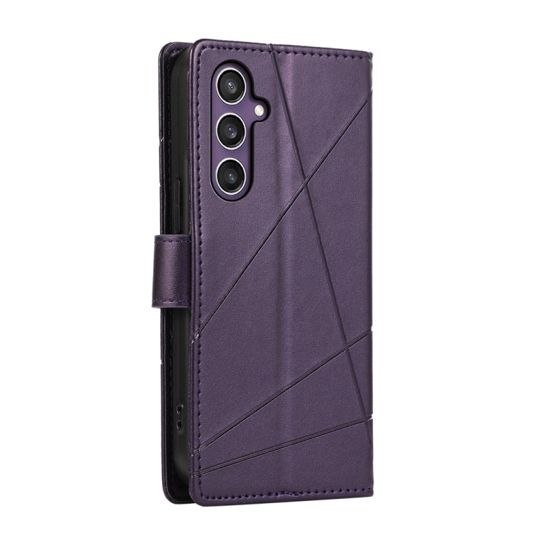 For Samsung Galaxy S24+ 5G PU Genuine Leather Texture Embossed Line Phone Case(Purple) - Galaxy S24+ 5G Cases by buy2fix | Online Shopping UK | buy2fix