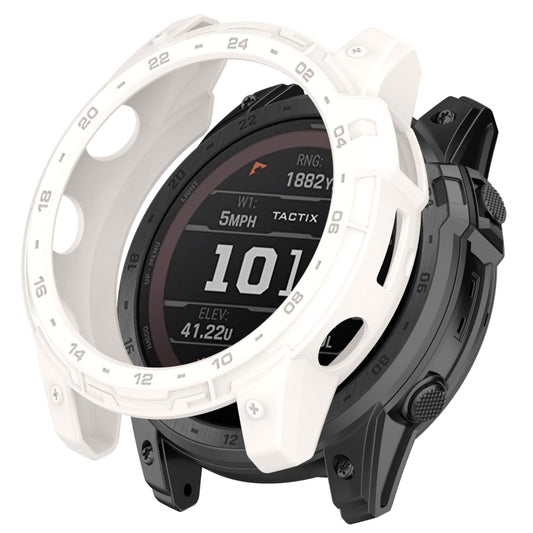 For Garmin Tactix 7 Amoled Armor Hollow TPU Watch Protective Case(Ivory White) - Watch Cases by buy2fix | Online Shopping UK | buy2fix