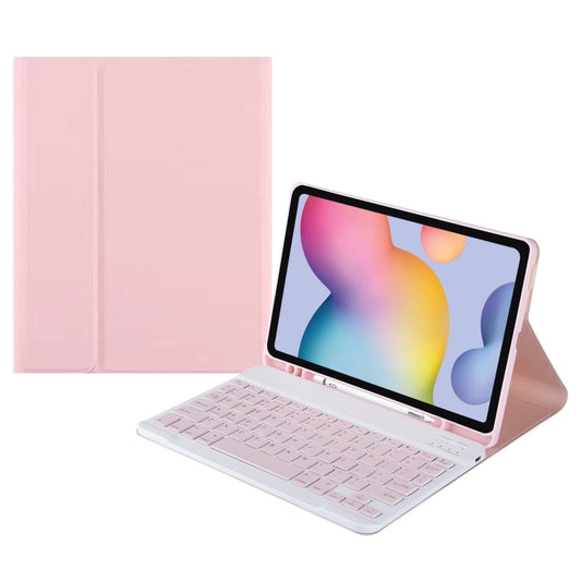 For Samsung Galaxy Tab S9 FE+ Square Cap Bluetooth Keyboard Leather Case with Pen Slot(Pink) - Samsung Keyboard by buy2fix | Online Shopping UK | buy2fix