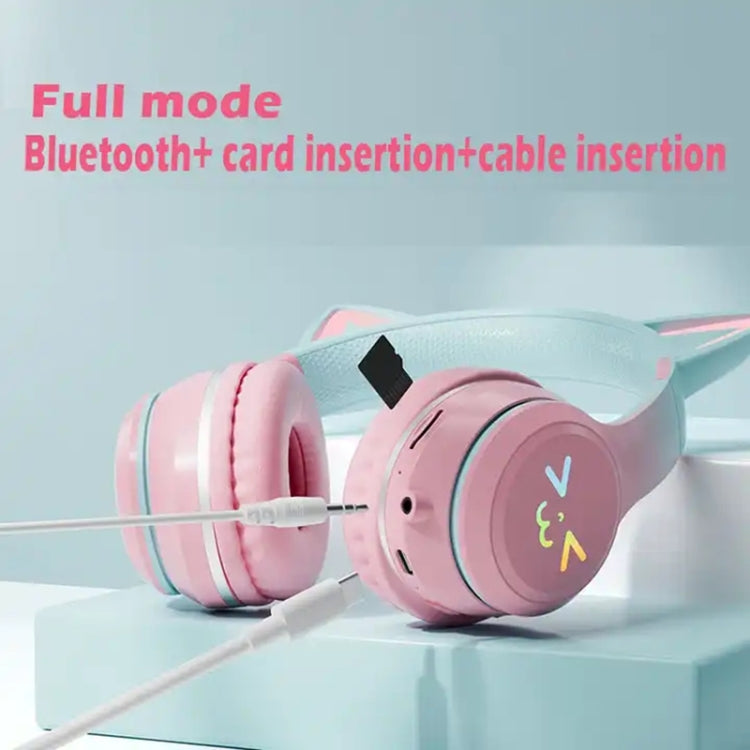 BT612 LED Cat Ear Single Sound Folding Bluetooth Earphone with Microphone(Pink) - Headset & Headphone by buy2fix | Online Shopping UK | buy2fix