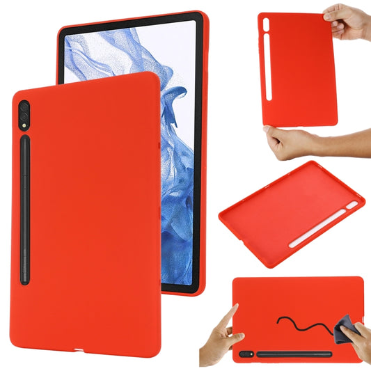 For Samsung Galaxy Tab S9 Pure Color Liquid Silicone Shockproof Tablet Case(Red) - Galaxy Tab S9 Cases by buy2fix | Online Shopping UK | buy2fix