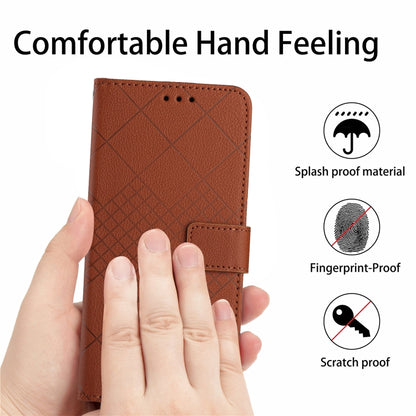 For iPhone SE 2024 Rhombic Grid Texture Leather Phone Case(Brown) - More iPhone Cases by buy2fix | Online Shopping UK | buy2fix