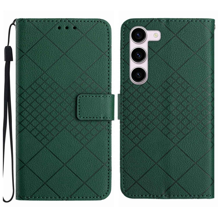 For Samsung Galaxy S23+ 5G Rhombic Grid Texture Leather Phone Case(Green) - Galaxy S23+ 5G Cases by buy2fix | Online Shopping UK | buy2fix