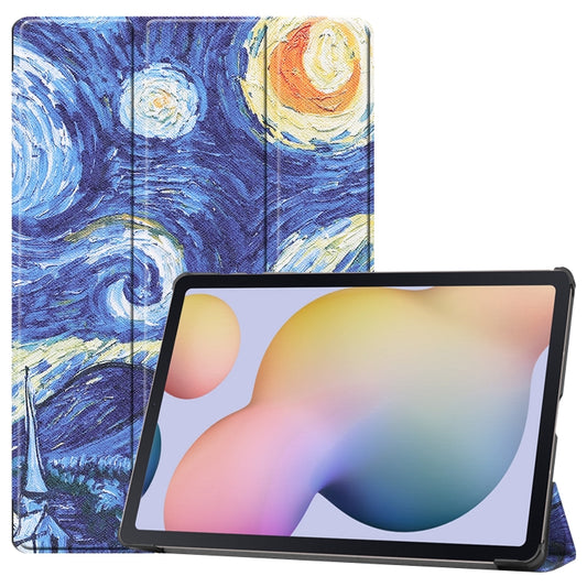 For Samsung Galaxy Tab S8+ / Tab S8 Plus /  Tab S7 FE / Tab S7+ Custer Painted PU Leather Case with Sleep / Wake-up Function & 3-Fold Holder(Starry Sky) - Galaxy Tab S8+ Cases by buy2fix | Online Shopping UK | buy2fix