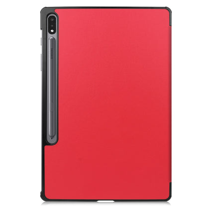 For Samsung Galaxy Tab S8+ / Tab S8 Plus /  Tab S7 FE / Tab S7+ Custer Texture Smart PU Leather Case with Sleep / Wake-up Function & 3-Fold Holder(Red) - Galaxy Tab S8+ Cases by buy2fix | Online Shopping UK | buy2fix