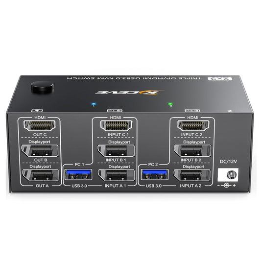 KC-KVM203DH 8K 30Hz USB3.0 DP+DP+HDMI Triple Monitors KVM Switch, US Plug - Switch by buy2fix | Online Shopping UK | buy2fix