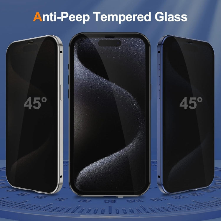 For iPhone 15 Anti-peeping Magnetic Double-sided Tempered Glass Phone Case(Gold) - iPhone 15 Cases by buy2fix | Online Shopping UK | buy2fix