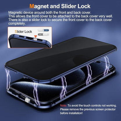 For iPhone 16 Anti-peeping Magnetic Double-sided Tempered Glass Phone Case(Black) - iPhone 16 Cases by buy2fix | Online Shopping UK | buy2fix