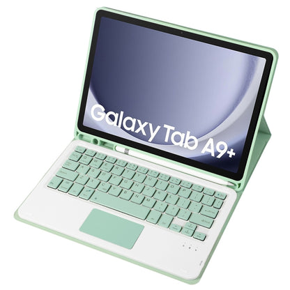 For Samsung Galaxy Tab A9+ X210/X215/X215 A09B-A Candy Color TPU Touch Bluetooth Keyboard Leather Tablet Case with Pen Holder(Light Green) - Samsung Keyboard by buy2fix | Online Shopping UK | buy2fix