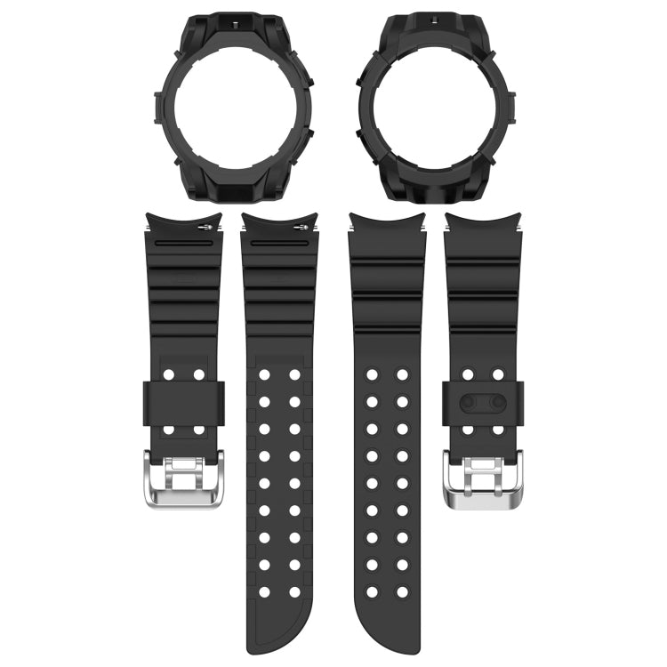 For Samsung Galaxy Watch 6 40mm Armor Silicone Watch Band + Watch Case Set(Black) - Watch Bands by buy2fix | Online Shopping UK | buy2fix