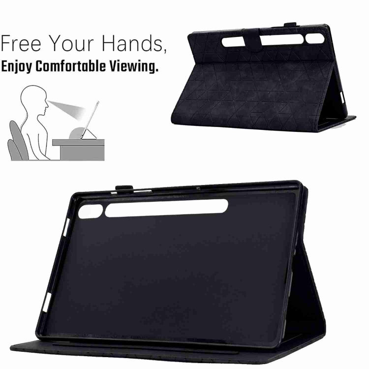 For Samsung Galaxy Tab S9 Rhombus TPU Smart Leather Tablet Case(Black) - Galaxy Tab S9 Cases by buy2fix | Online Shopping UK | buy2fix